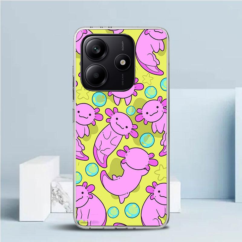 

Cute Axolotl Kawaii Soft Cover for Xiaomi Redmi Note 15 14 13 12 Pro Plus Phone Case 14S 11S 11T 11E 10S 10 4G Pattern Shell Red Redmi Note 14 Pro 4G