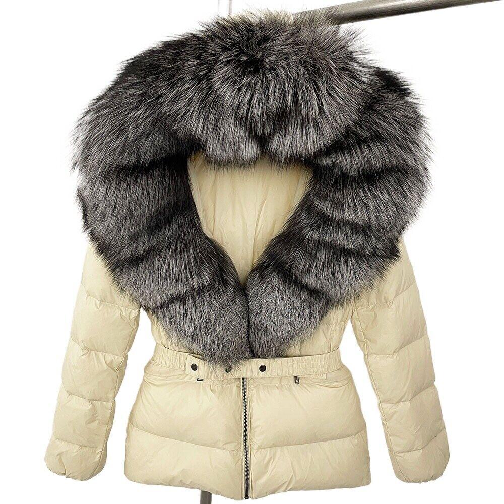 OFTBUY Winter Jacket Women's Real Raccoon Fox Fur White Duck Down Coat Thick Warm