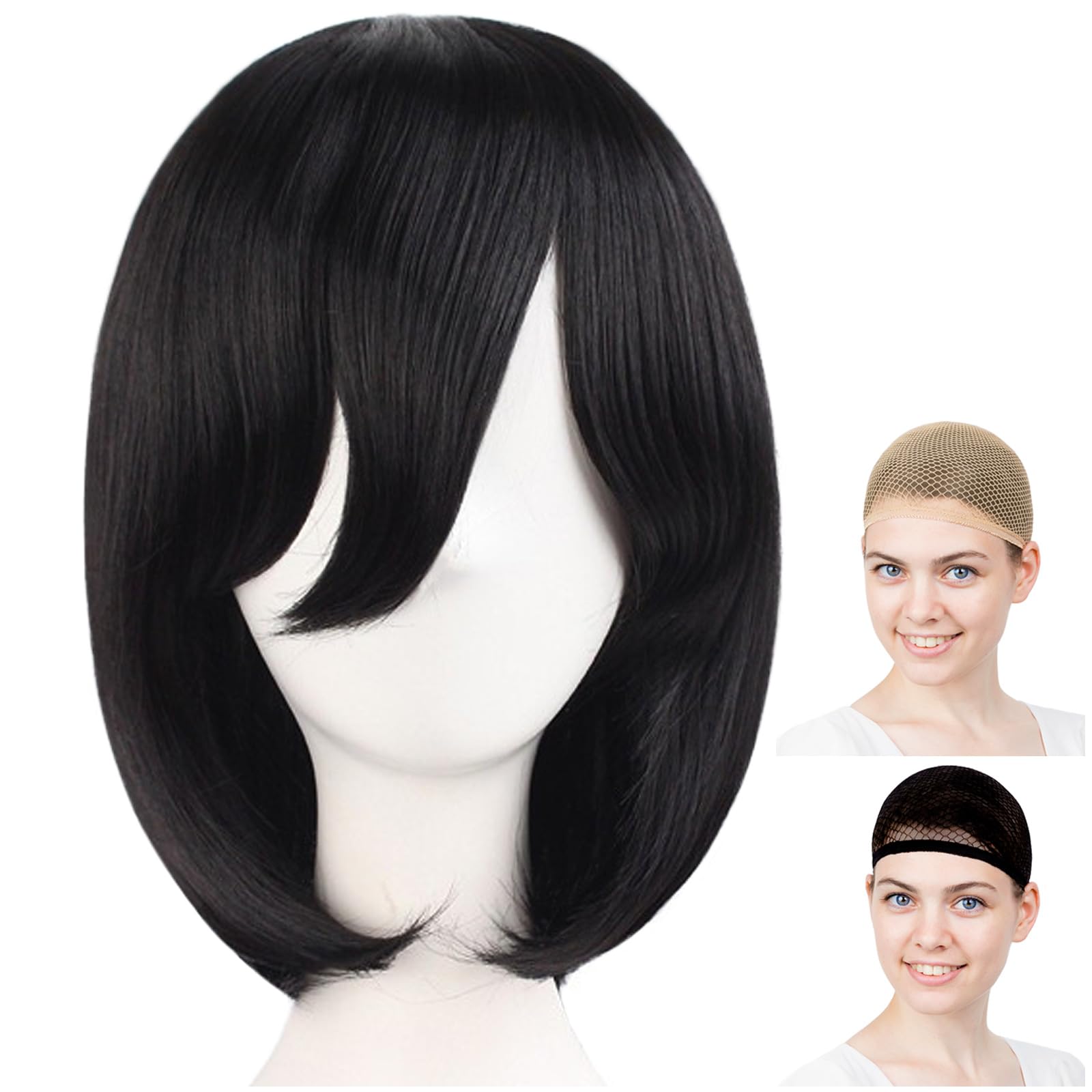 

CaseEden Cosplay Wig, Premium, Smooth, Medium/Short, 40cm, Black Hair, 6069