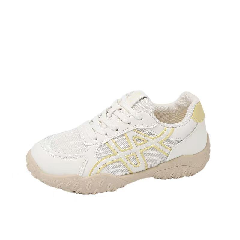 Thick-soled women's autumn new breathable and versatile mesh white shoes retro, light and casual