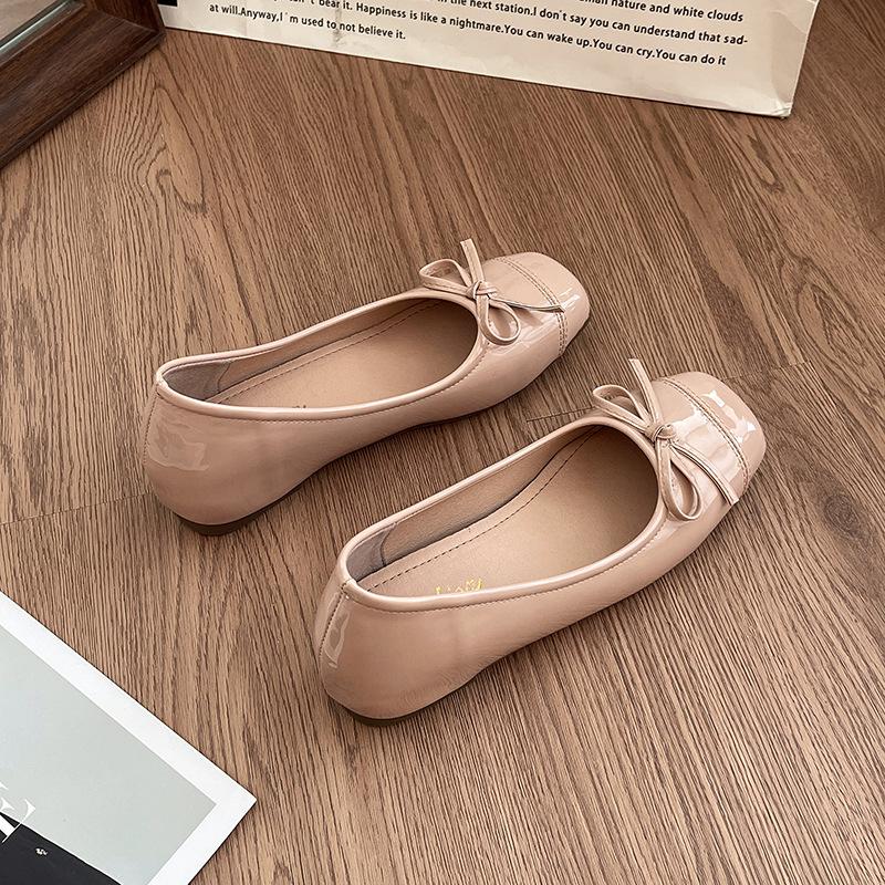 

Однотонные туфли-лодочки, женские универсальные туфли для работы с бантом, нежные летние новые модные повседневные туфли не утомляют 40 телесный