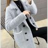 Women Autumn Winter Loose Knitted Cardigan Casual Thickened Warm Button Pocket Plaid Collared Coat