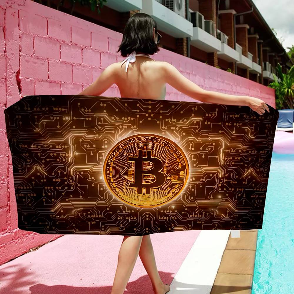 

Currency Fashion B-bitcoin Microfiber Beach Towel Absorbent Quick Dry Soft Yoga Swimming Resort Mountain Climbing Towel W40*H60(CM)