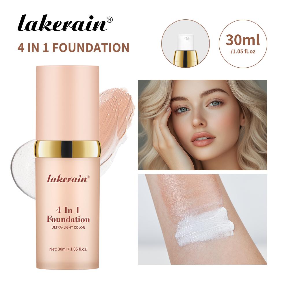 Lakerain Liquid Foundation Long-lasting Moisturizing Hides Blemishes Pores and Dark Circles SPF 30 Sunscreen Face Base Makeup less