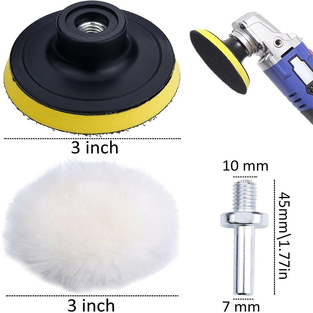 3" Sponge Foam Drill Polishing Cone Ball Pad Kit Bendable Washable Reusable Car Hub Waxing Buffing Wheel Polisher