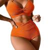 Slyngeknutet BH Badeshortsett Bikini Badedrakt med Brystinnlegg Stilig Sommerbikinisett med Knyttet BH for Strandklær