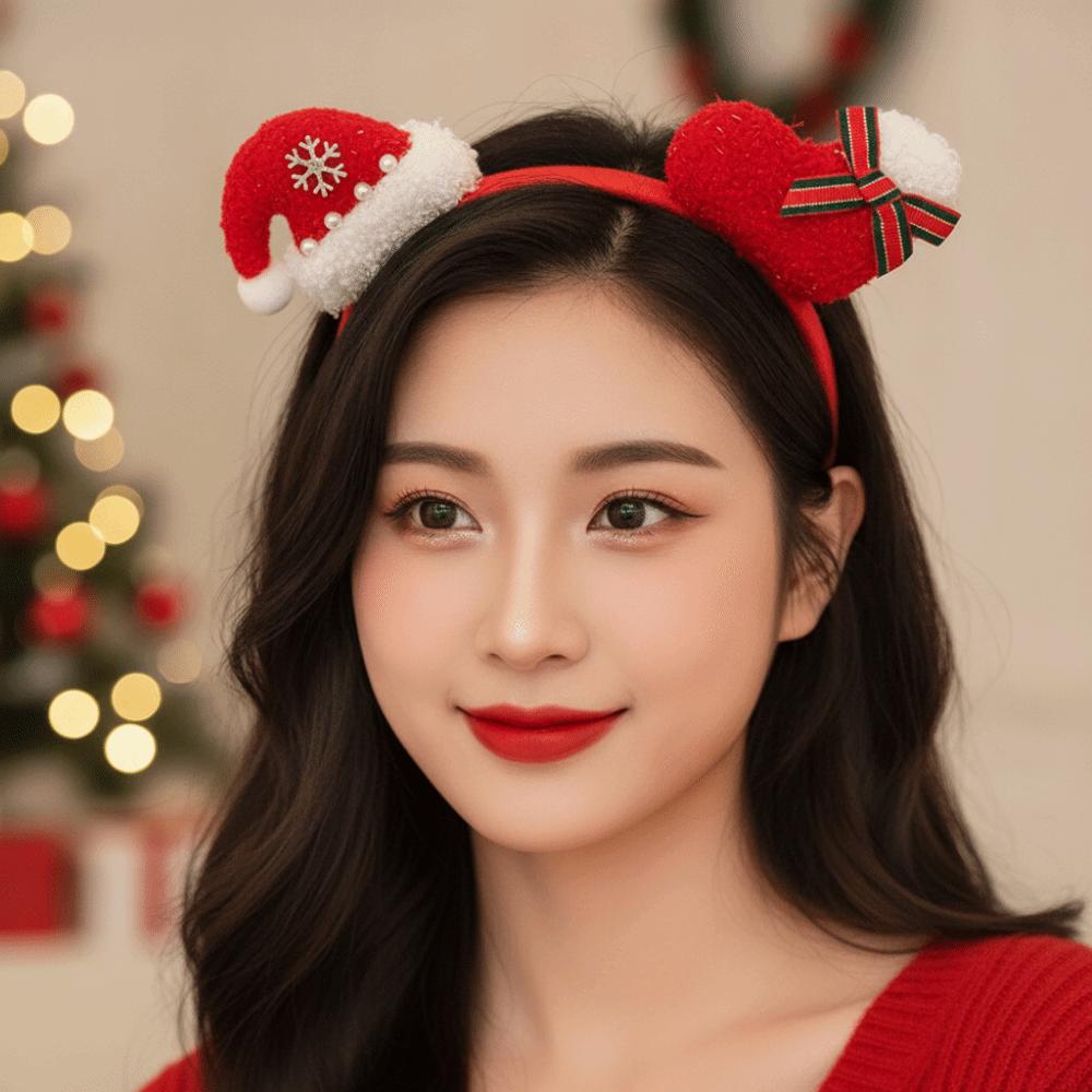 Shiny Sequin Christmas Headband Forest Green Elastic Band Santa Hat Hairband High Quality Bright Red Xmas Tree Headpiece Adults