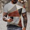 New 3D Splicing Men's Summer Short Sleeved Round Neck Pullover Plus Size Top Casual and Personalized Holiday Polyester T-shirt