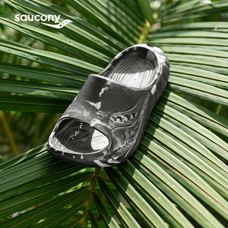 Saucony Relaxing Comfortable Non-Slip Durable Slide Sandals Unisex Sandals Dark-Gray Beige S28903-7