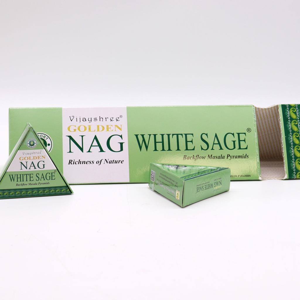 6x White Sage Backflow Incense Cones 42g Golden Nag