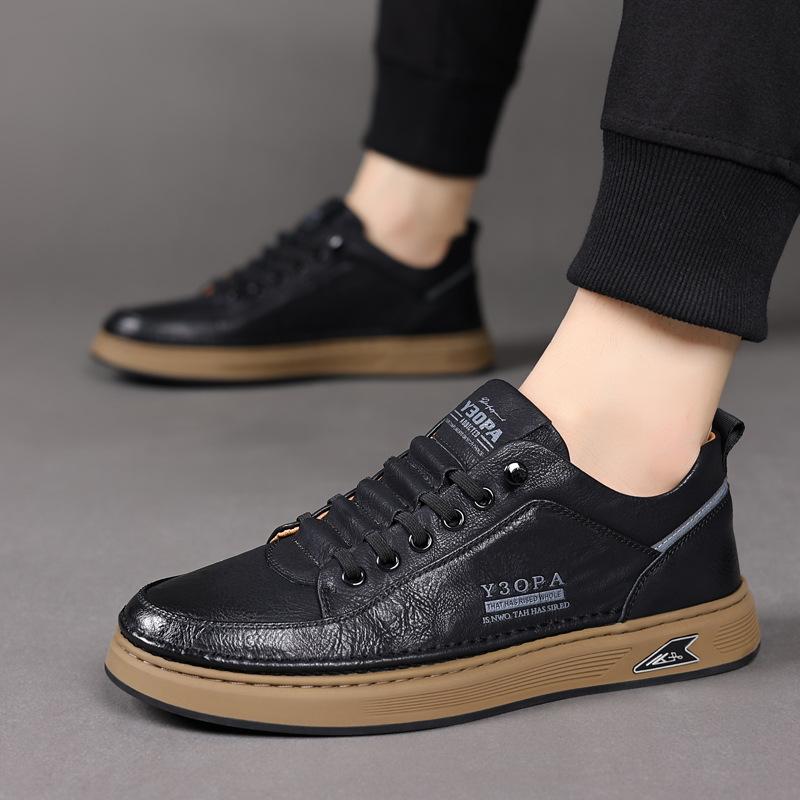 

Autumn men s shoes fashion trend retro soft breathable leather men s casual leather shoes shoes 44 чорний