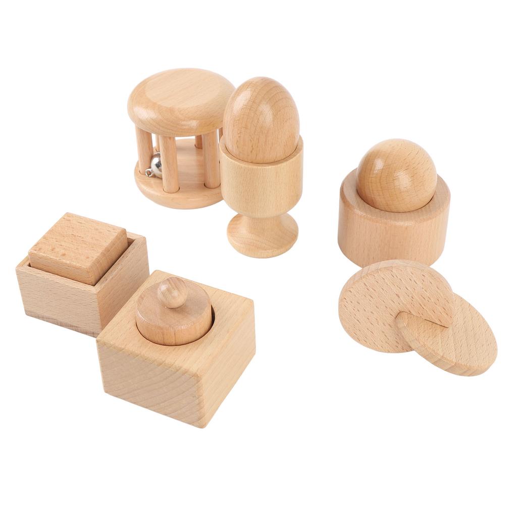 Wooden Baby Hand Rattle Set Fine Motor Toys Baby Shape Matching Cognitive Toys for Children