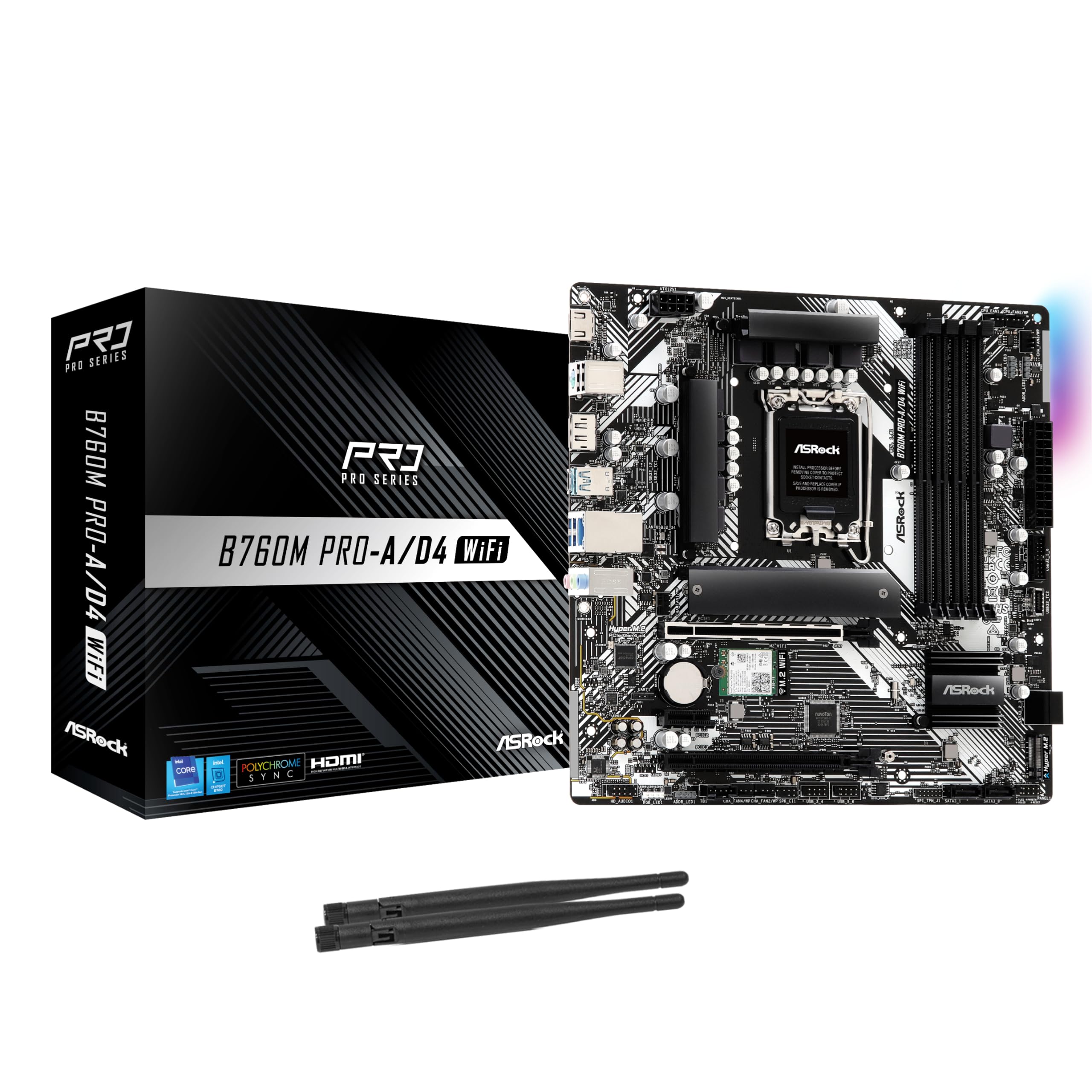 

ASRock Motherboard B760M WiFi Compatible with Intel 12th and 13th Generation CPU B760 Chipset DDR4 Bluetooth Micro ATX Motherboard Authorized чорний