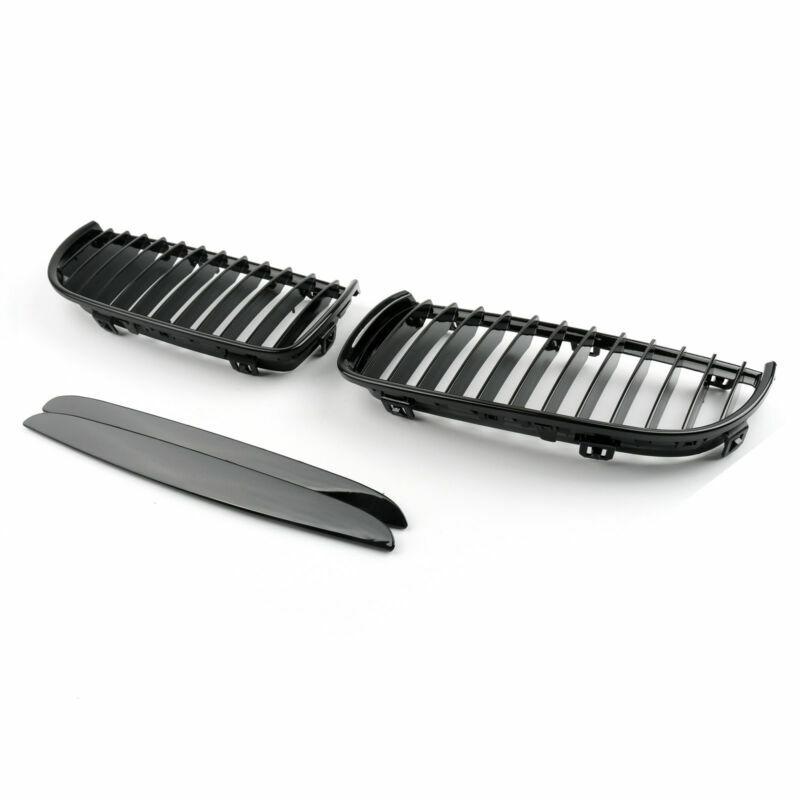 Front Kidney Grill Grilles L&R Gloss Black For BMW E90 3 Series Sedan 2005 2006 2007 2008