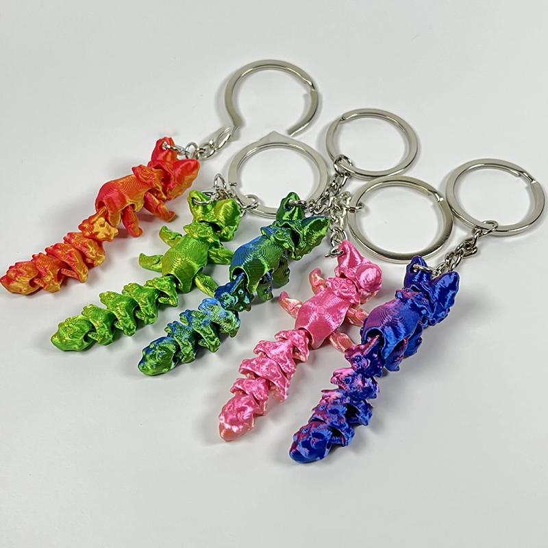 Compact Movable 3D Fox Keychain 3D Printed Colorful Articulating Keychain Toy Action Figure Collectible Desk Ornament Gifts