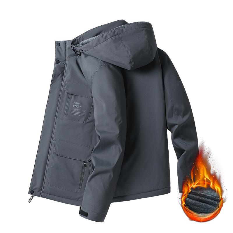 Outdoor Fleece Thickened Jacket Men's Fleece Thickened Warm Winter Single-layer Cold-proof Waterproof and Windproof New Model