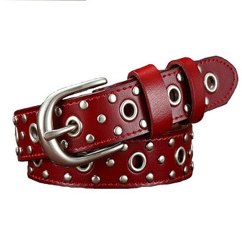 Women'S Belt Japan And South Korea, Jeans Belt Women'S, Casual Belt Hollowed Out, Riveted Punk Belt Women'S