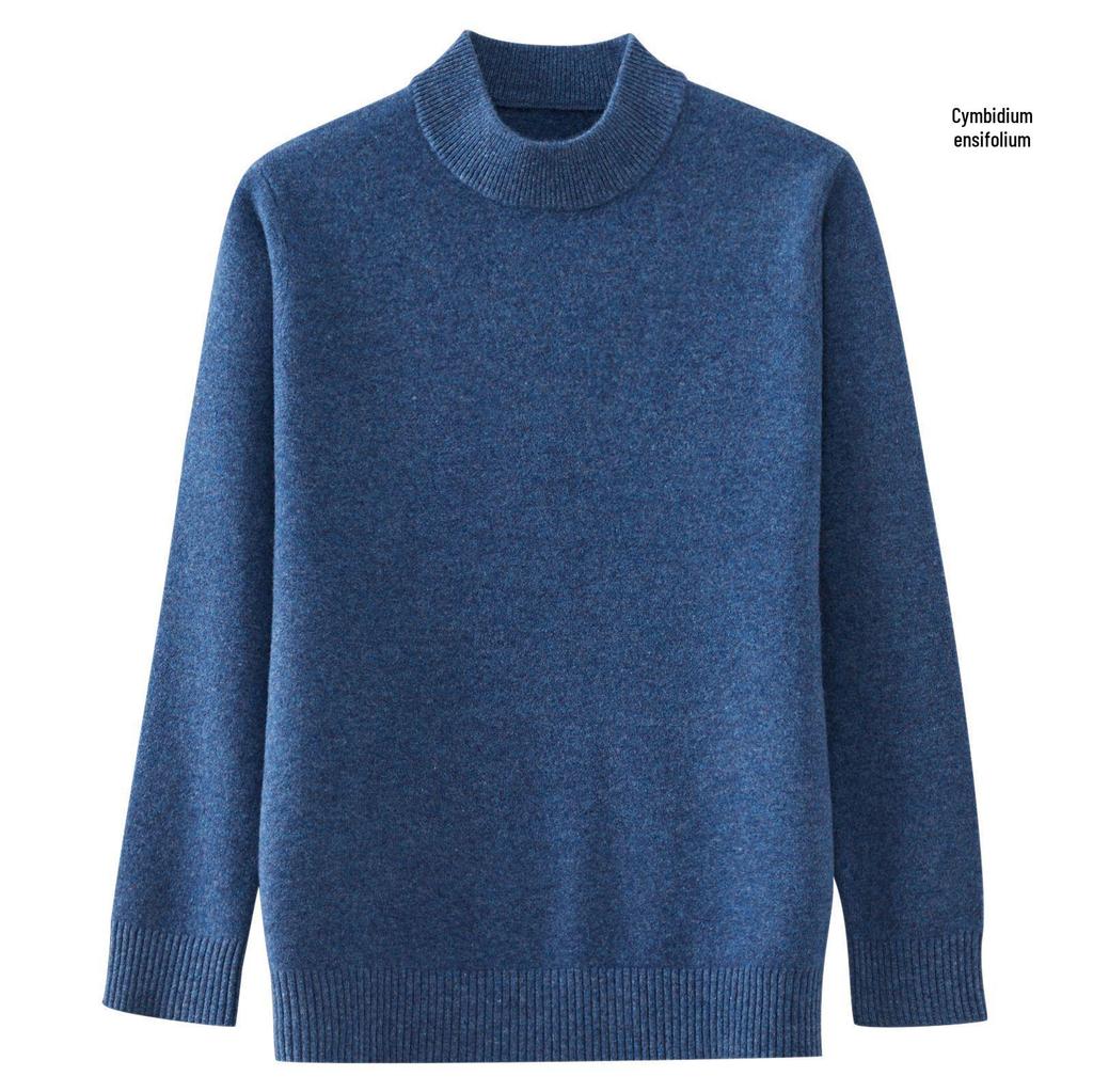 2025 Men's Pure Wool Round Neck Knit Sweater - Casual Long Sleeve Autumn/Winter Collection