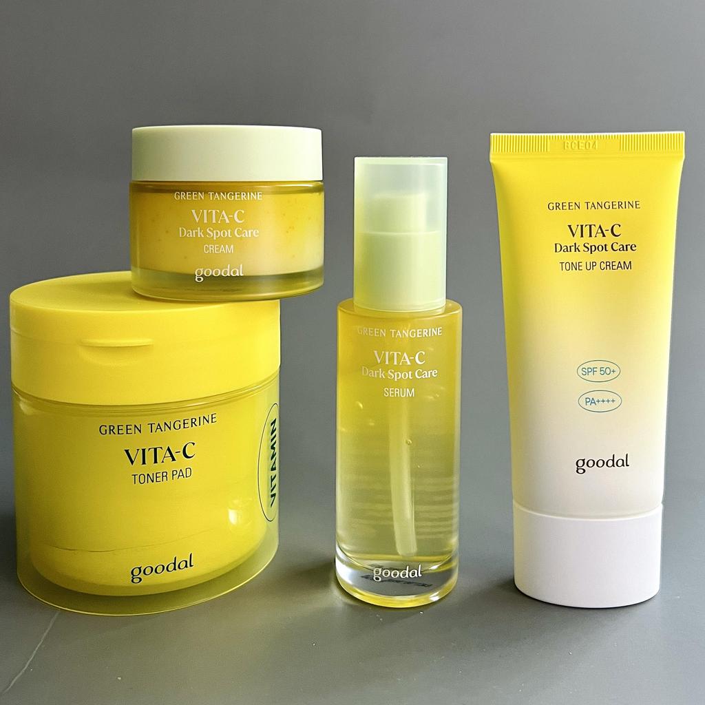 Goodal Coffret anti-taches Green Tangerine Vita C: Sérum 40ml+Crème 50ml+Crème Solaire Tonifiante 50ml+Pad