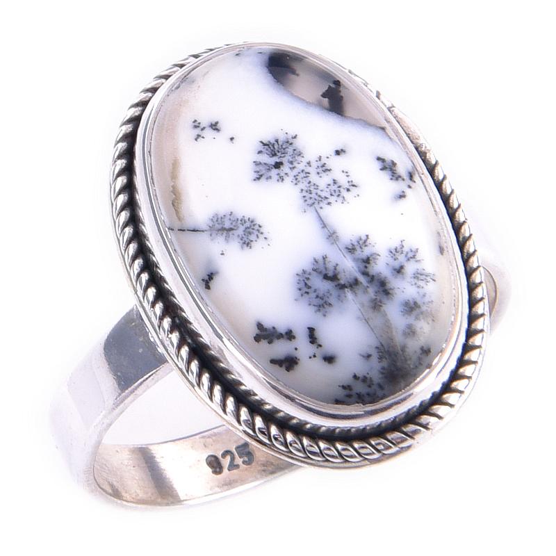 Natural Dendrite Opal Gemstone Handmade 925 Solid Sterling Silver Ring S.8 Y0Q81