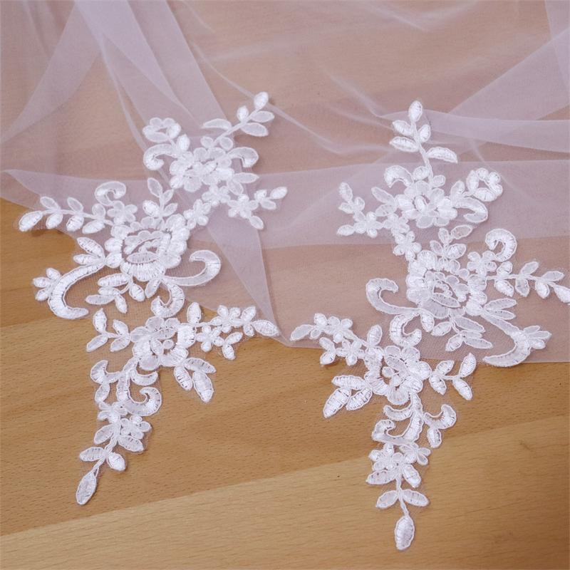 10 -20 Pcs Wedding Dress Lace Trim Patch Applique Lace Fabric DIY Bride Hair Accessory White Red Black Sew Decoration RS356