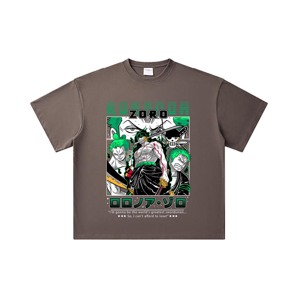 T-shirt Unisex in Cotone Pesante 260 GSM Filato Doppio Titolo 32 100% Cotone Pezzo Unico Stampa V74 Zoro