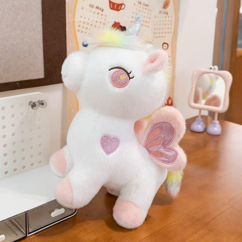 Colorful Pegasus Unicorn Plush Doll: Angel Wing Pillow Gift for Girls