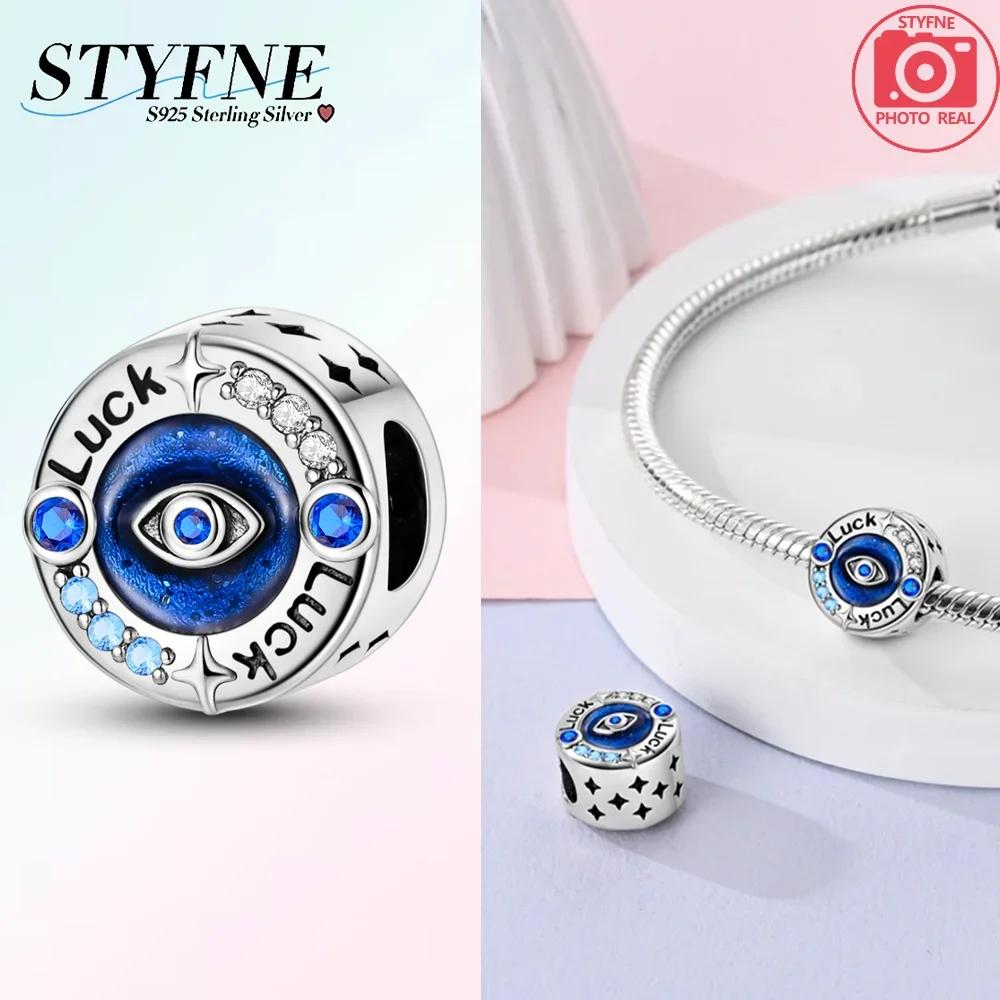 Blue Charms Beads Rotating Demon Eye Palm Moon Starry Sky Copper Charm Fit Original Pendant Bracelet Women Jewelry