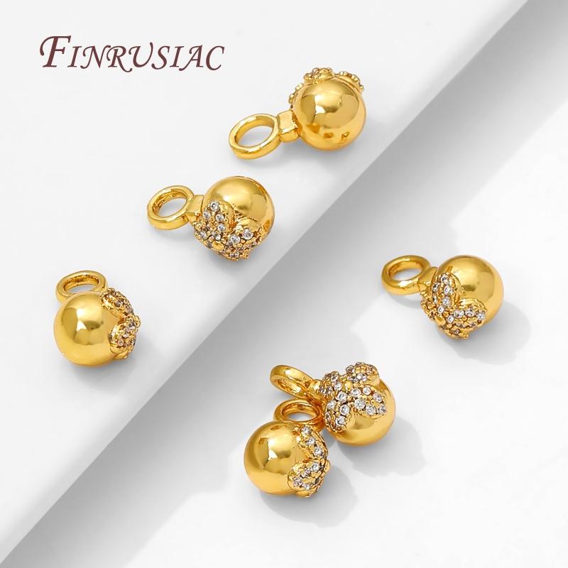 18K Gold Plated Decorative Pendants,Round Charms For Jewelry Making,Ball Pendant For Necklace,DIY Beading Accessories