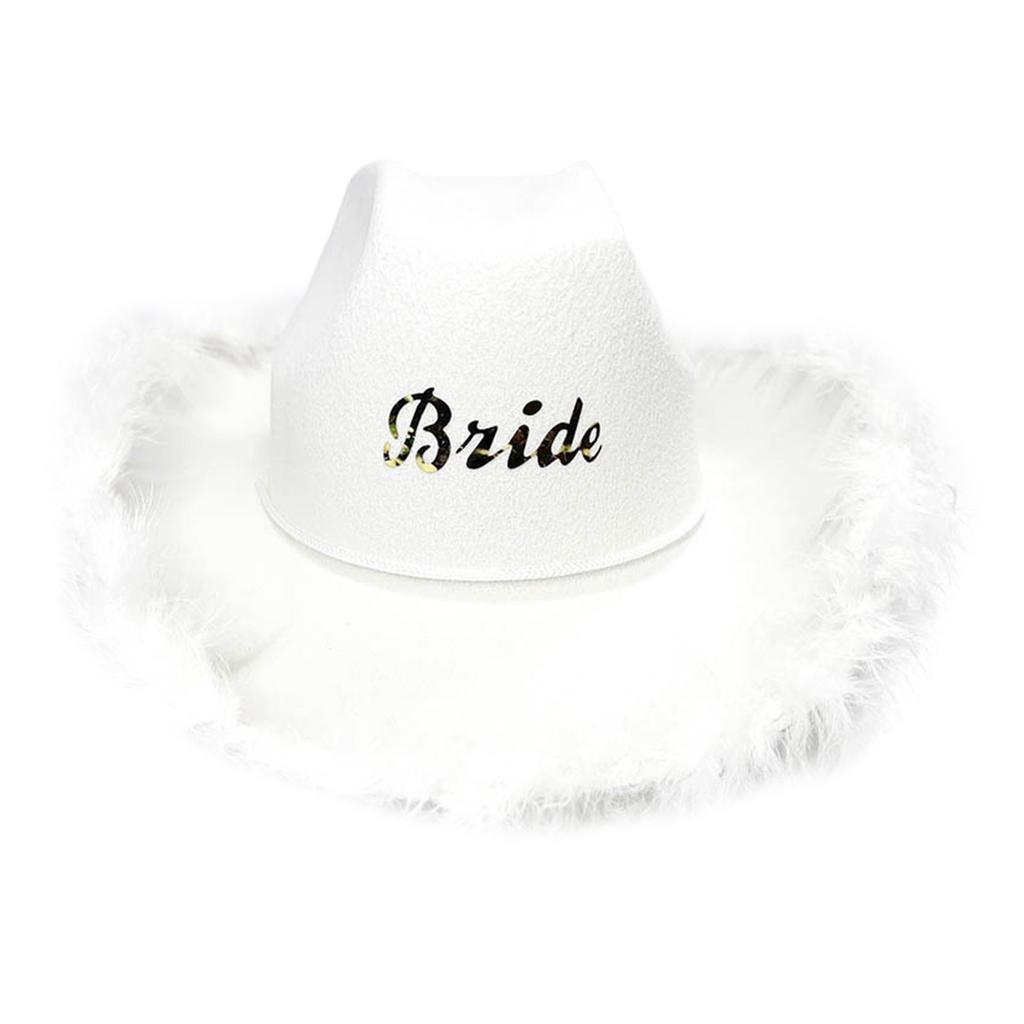 Wide Brim Cowboy Hat for Bride Role Play Costume Cowgirl Hat Wedding Party Props Bachelorette Party Head Accessories
