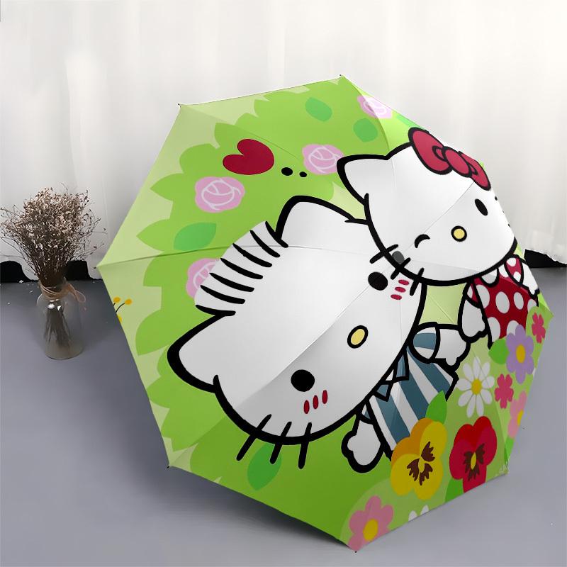 1pc Hello Kitty Spring Flowers Umbrella with Plastic Handle,Suitable for All Seasons Home Travel Outdoor UmbrellaSanlio413