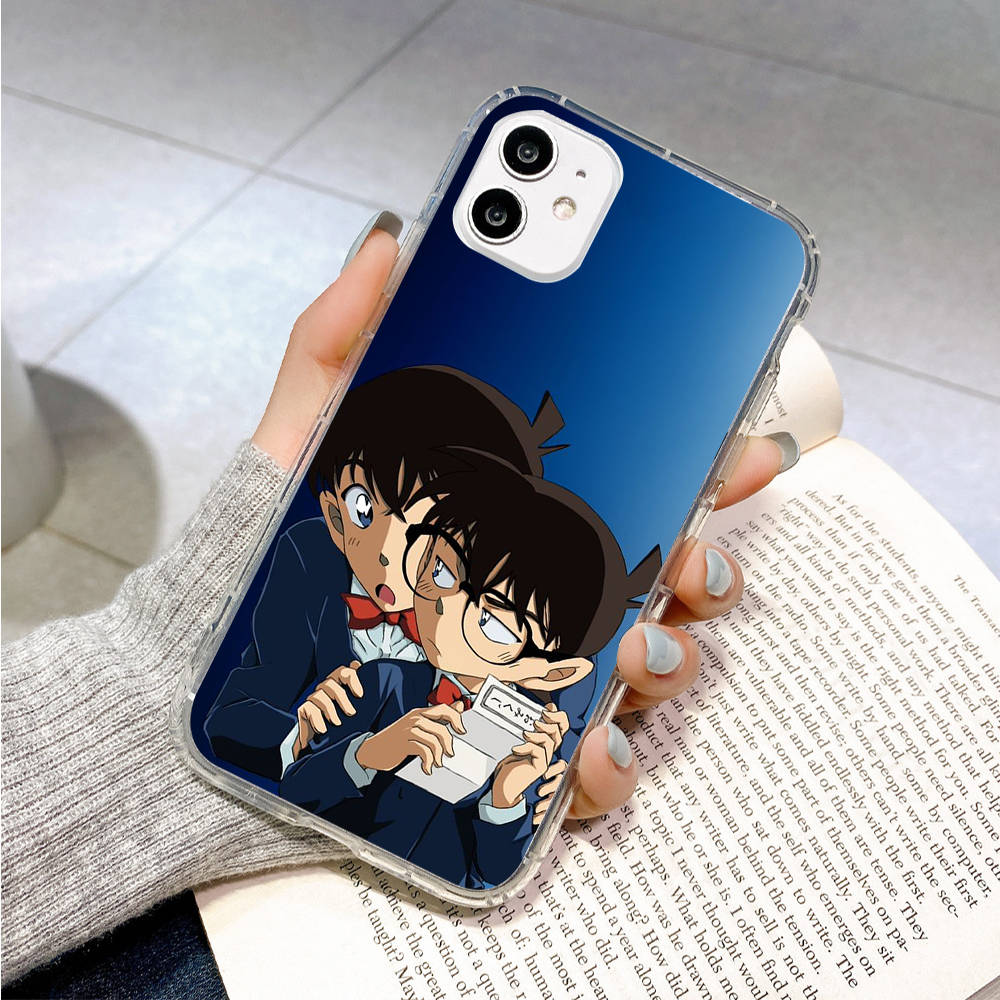 

Чехол для Samsung A04 A14 A23 A34 A54 M23 M33 M52 M53 Realme 10 9 C30S C35 C55 VIVO Y02S Y21 Y51 X80 Pro Прозрачный чехол WI89 Детектив Конан Realme C35 эбеновый