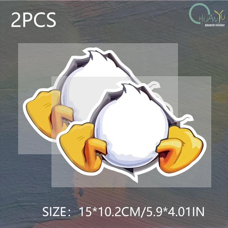Car Gas Cap Reflective Stickers Fun Cartoon Duck Butt Personalised Motorbike Body Waterproof Stickers Decorative Accessories