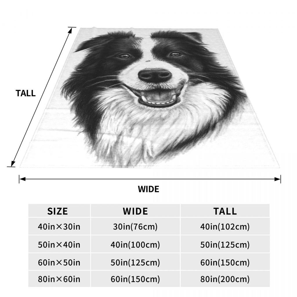 Border Collie Uśmiech Koc Miękki Ciepły Flanelowy Koc Rzutowy Poszewka na Pościel Łóżko Salon Piknik Podróż Dom Kanapa