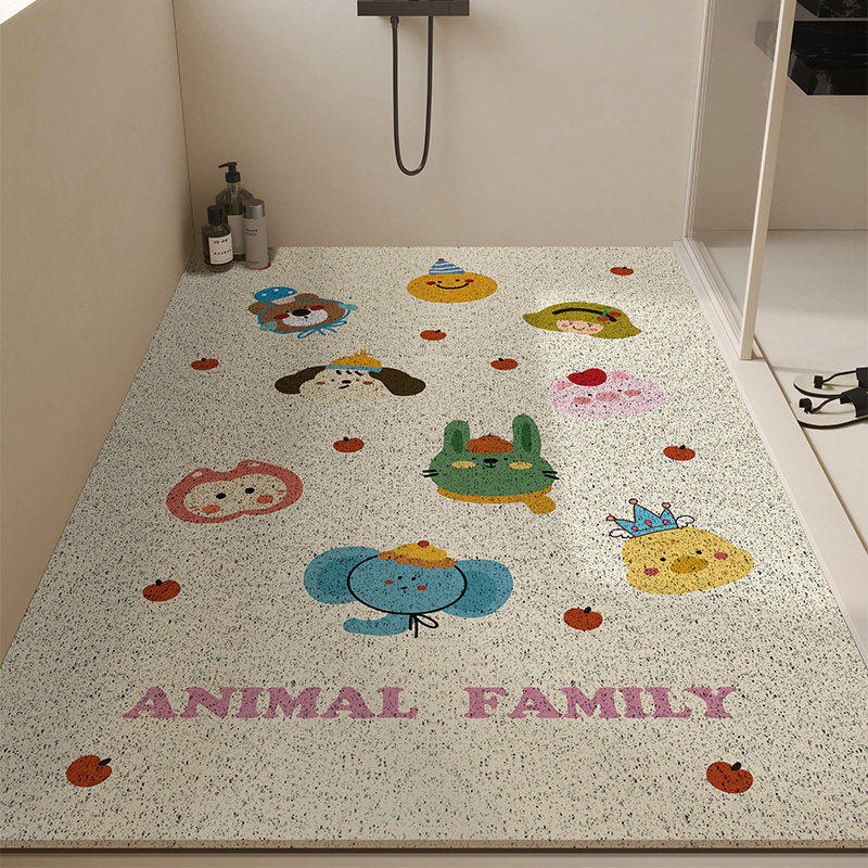 Bathroom Floor Mat Cartoon Wind Silk Ring Non-Slip Mat Shower For The Elderly And Children Bath Floor Mat Anti-Drop Mat Can Be