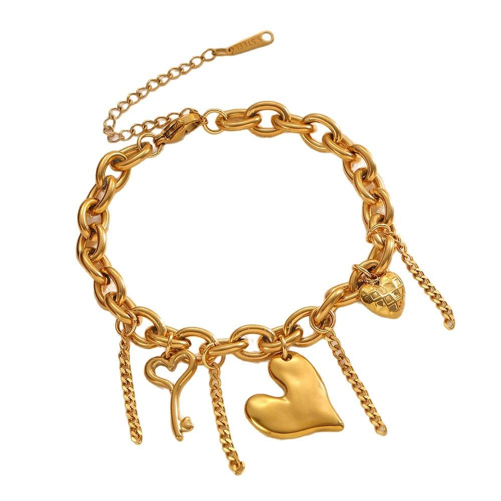 Bow Hollow Bracelet Love Heart Charm Bangle Elegant Gold Plated Bracelet  Party
