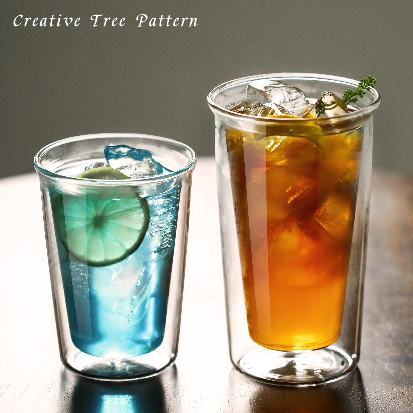 

Wide-Mouth Double-Layer Glass Cup for Home: Coffee, Juice, Cold Drinks, Premium Feel 300ml