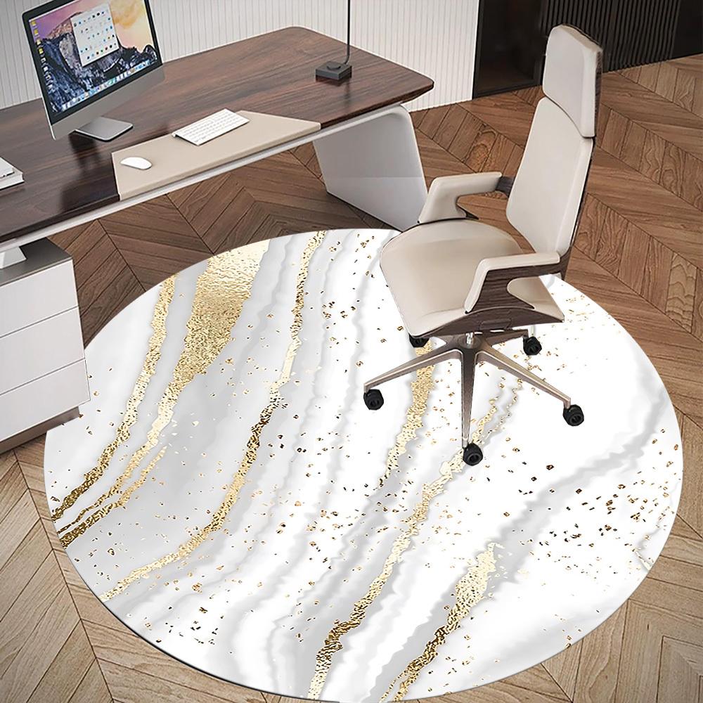1pc Marble Gold Round Chair mat Area Rug - Non-Slip, Floor Mat for Office, Bedroom, and Indoor Decor c1125349