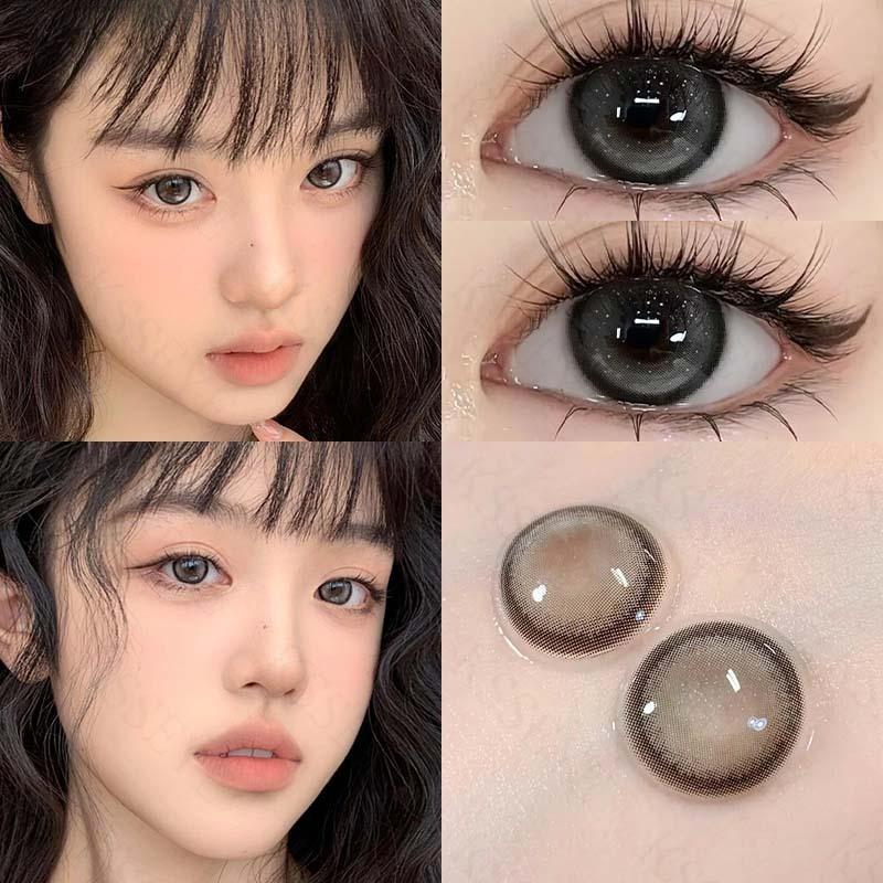 MillCreek Lot de 2 mini lentilles de contact 14,2 mm Rose/marron Naturel Style journalier 1 an Étudiant Unisexe 0 ~ -8,00 degrés