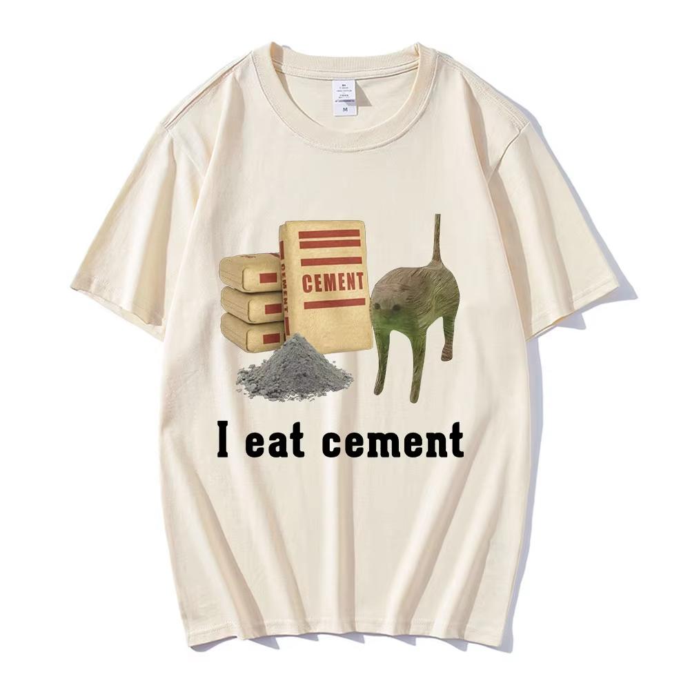 I Eat CeUnisext Cat Funny Meme Print Short Sleeve T Shirts Fashion Vintage Loose Causal Unisex and Womens Clothing Cotton