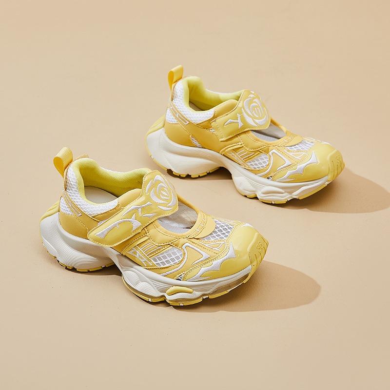 Yellow Daddy Shoes Women's Summer New Small Hollow Velcro Light Mouth Mary Jane Sneakers