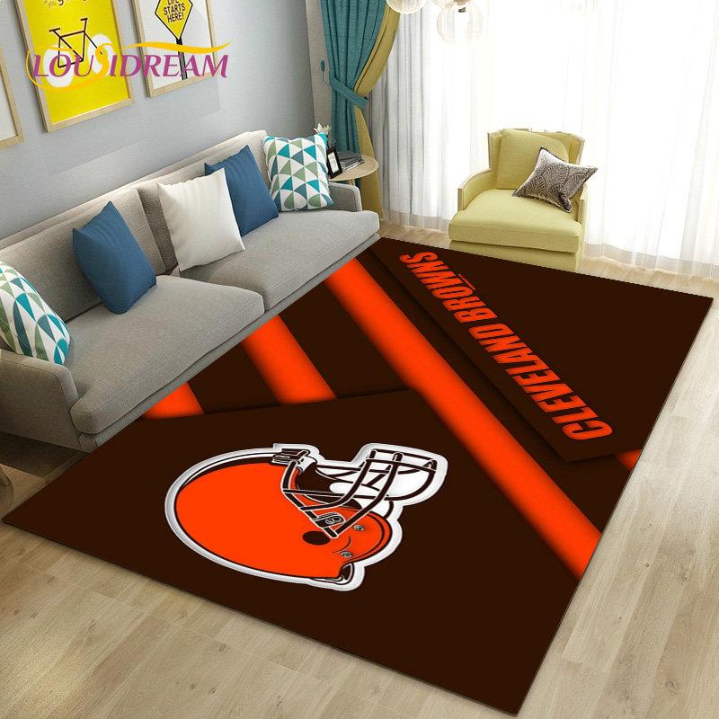 Amerikanisches Footballfeld Rugby Bereichsteppich Groß, Teppich für Wohnzimmer Schlafzimmer Sofa Fußmatte Dekoration, Rutschfeste Bodenmatte 3D
