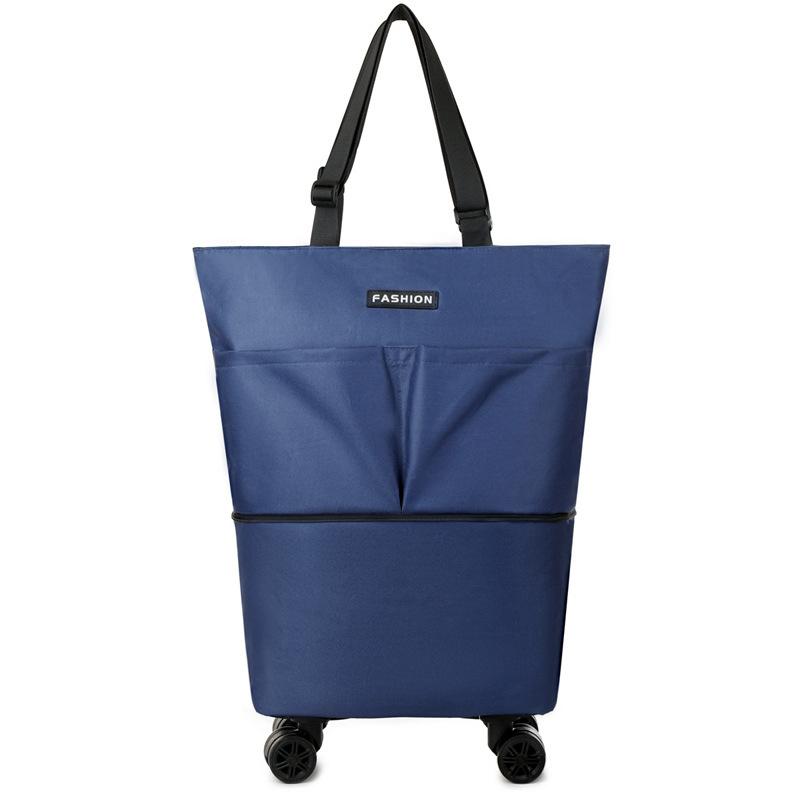 

Новая большая вместительная универсальная сумка на колесах для покупок в супермаркете, портативная водонепроницаемая сумка, складная сумка на колесиках, сумка для буксира, сумка для хранения синий