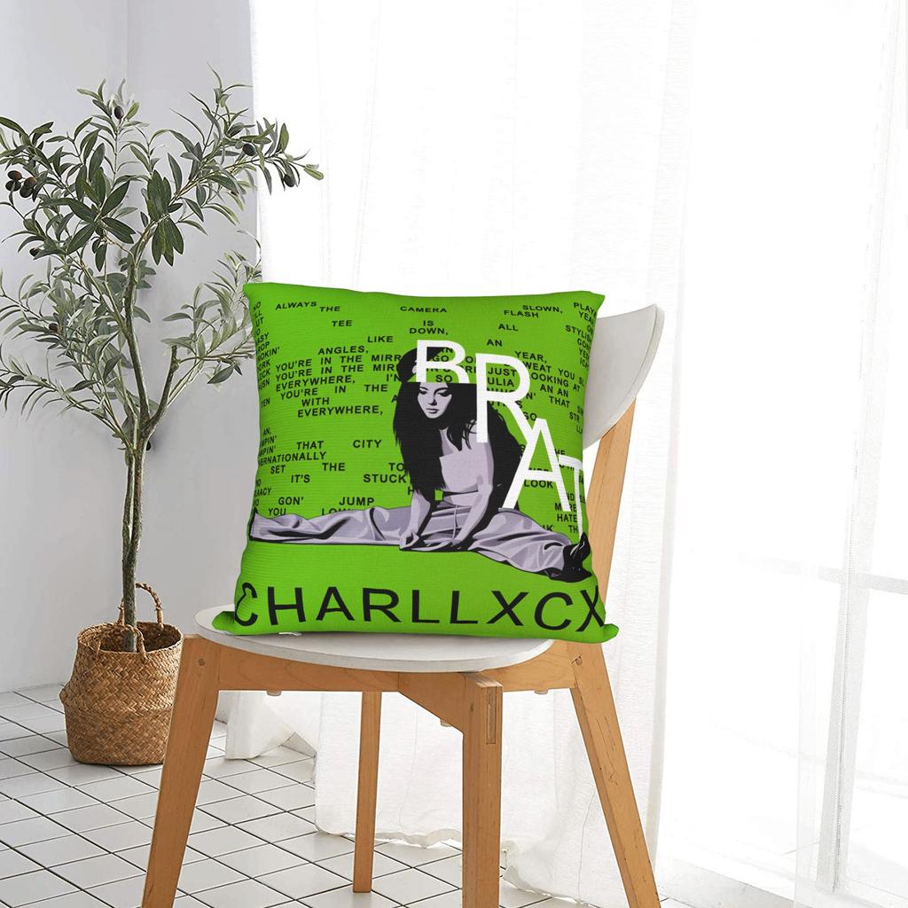 Charli Xcx Brat Pillow Case Comfy Pillow Cover For Office Car Home Decor Retro Trendy Cushion Cover