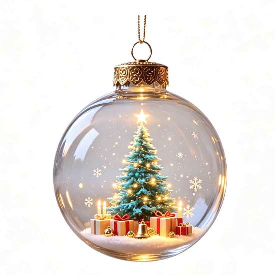 Palline di Plastica per Festa Ornamento Luminoso Storia di Natale, Palla Appesa 3D Luminosa con LED Caldo, Mini Decorazione Festiva da Interno/Esterno Festività