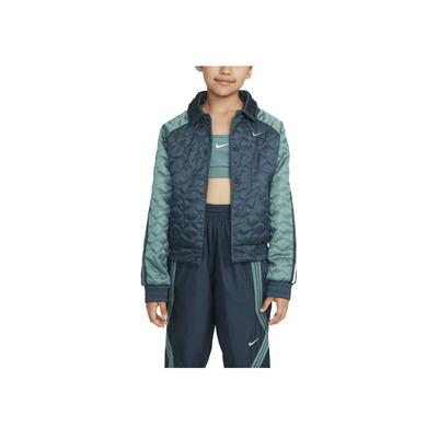 Culture Of Basketball Logo Color Block Long Sleeve Jacket Kids Jackets Deep-Jungle-Green Coastal-Green FV0319-328