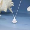 Women's Fashionable Fan-Shaped White Mother-of-Pearl Pendant Necklace - High-End Clavicle Chain Jewelry