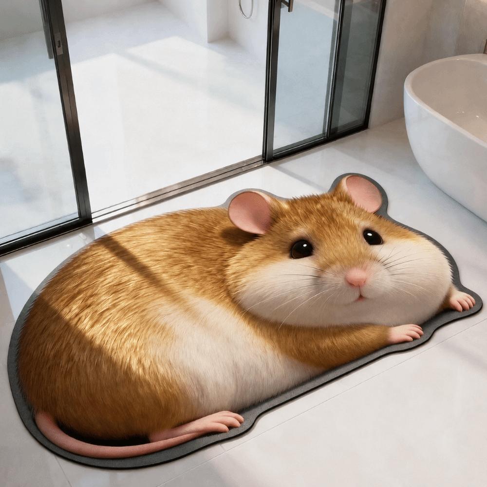 2D Home Decor Carpet Non-Slip Cartoon Carpet Soft Hamster-Shaped Area Rug Living Rooms