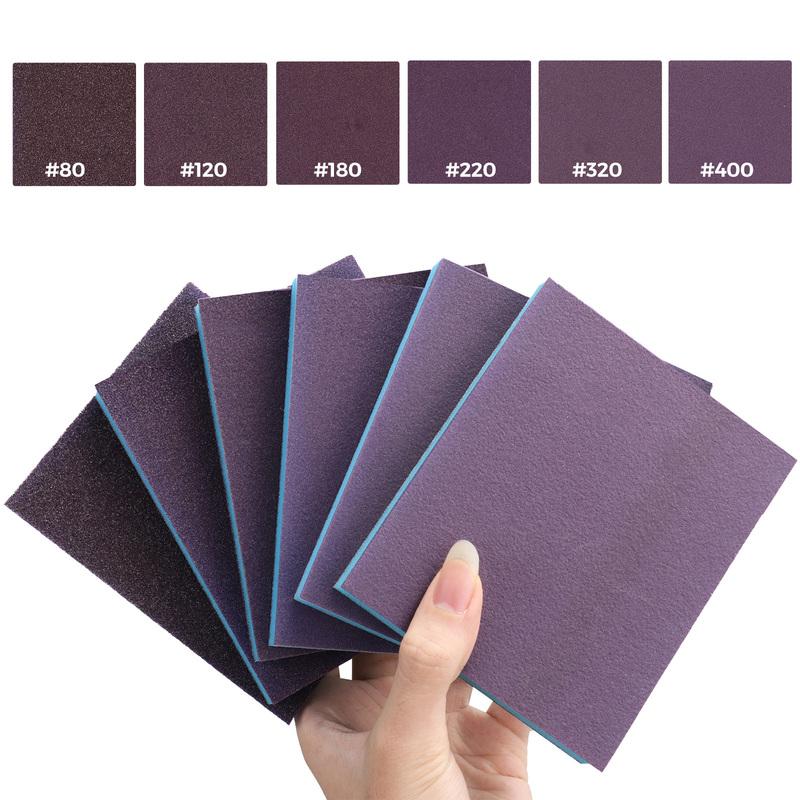6PCS Sanding Sponge 60-400 Grit Washable and Reble Wet Dry Sanding Blocks for Metal Wood Polishing Abrasive Tool 120*100*7mm