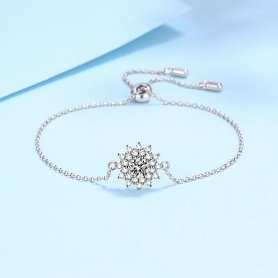 Frühling und Sommer Neue Stil Sunflower S925 Sterling Silber Moissanite Armband frauen Push-pull Einstellbar Vielseitig Temperament Armband